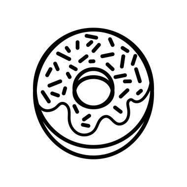 Donut çizgisi simgesi. Tasarım için nefis yemek çizimi. Beyaz arkaplanda izole edilmiş vektör.