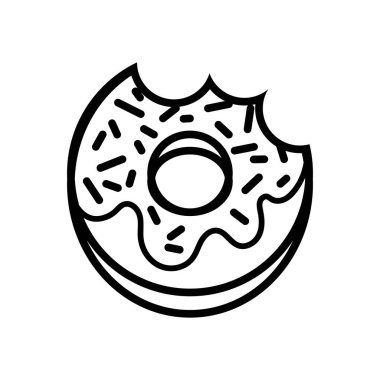 Donut çizgisi simgesi. Tasarım için nefis yemek çizimi. Beyaz arkaplanda izole edilmiş vektör.
