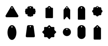 Siyah kağıt rozet. Şablon alışveriş etiketleri. Kağıt etiketler, boş fiyat ya da hediye etiketleri. Vektör illüstrasyonu beyaz arkaplanda izole edildi.