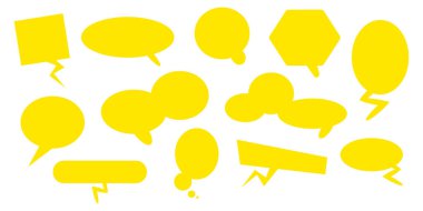 Web ve mobil uygulamalar için boş sarı konuşma baloncukları simgesi seti. Vektör illüstrasyonu beyaz arkaplanda izole edildi.