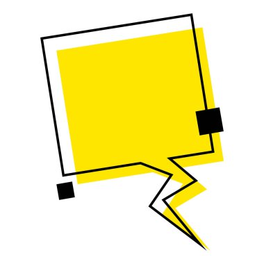 Memphis tarzında boş bir konuşma balonu. Web ve mobil uygulamalar için modern sarı simgeler. Vektör illüstrasyonu beyaz arkaplanda izole edildi.