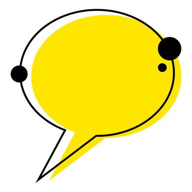 Memphis tarzında boş bir konuşma balonu. Web ve mobil uygulamalar için modern sarı simgeler. Vektör illüstrasyonu beyaz arkaplanda izole edildi.