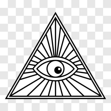 Her şeyi gören göz. Üçgendeki göz. Vektör illüstrasyonu şeffaf arkaplanda izole edildi.