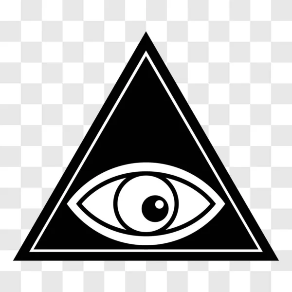 Vševidoucí Oko Oko Trojúhelníku Vektorová Ilustrace Izolovaná Průhledném Pozadí — Stockový vektor