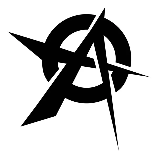 アナーキー シンボル という文字はアナーキーの記号です デザインのロゴまたはアイコン 白を基調としたベクトルイラスト — ストックベクタ