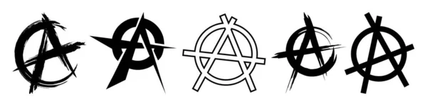 Set Simboli Dell Anarchia Lettera Segno Dell Anarchia Loghi Icone — Vettoriale Stock