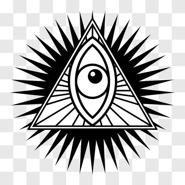 Vševidoucí Oko Oko Trojúhelníku Vektorová Ilustrace Izolovaná Průhledném Pozadí — Stockový vektor