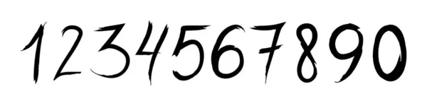 Числа Стиле Мазка Кистью Гранж Номера Дизайна Вектор Изолирован Белом — стоковый вектор