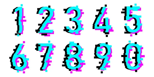 Nummer Med Glitch Effekt Från Till Glitchtal Med Förvrängd Effekt — Stock vektor