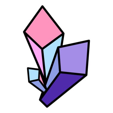 Renkli kristaller, değerli taşlar, mücevherler. Beyaz arkaplanda izole edilmiş vektör.