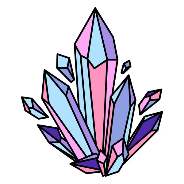 Renkli Kristaller Değerli Taşlar Mücevherler Beyaz Arkaplanda Izole Edilmiş Vektör — Stok Vektör