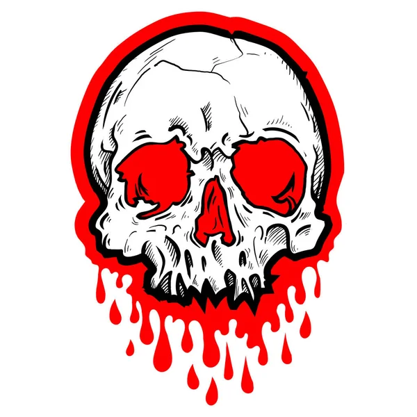 Calavera Con Salpicaduras Sangre Maldita Ilustración Cráneo Estilo Gótico Camiseta — Vector de stock
