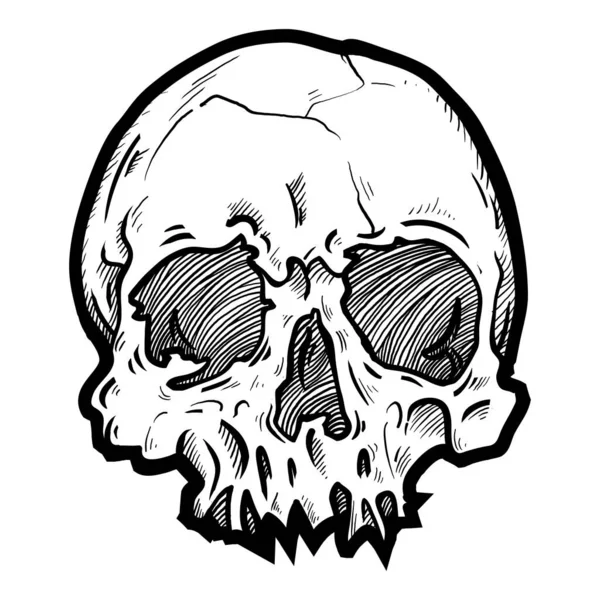 Ikone Des Weißen Totenkopfes Gothic Stil Shirt Print Für Horror — Stockvektor