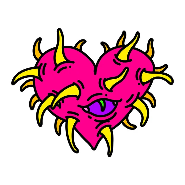 Monster Heart Teeth Spiky Heart Illustration Horror Heart Halloween Design — Stock Vector