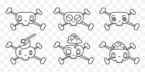 Cute Skull Crossbones Cartoon Comic Style Illustration Vector Isolated Background — Stock Vector