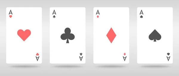 Jogando Cartas Com Ases Poker Jogando Cartas Com Coração Clube —  Vetores de Stock