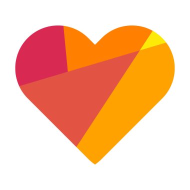 Mozaik şekilli soyut kalp. Sevgililer Günü için tasarlanmış renkli bir kalp. Vektör illüstrasyonu beyaz arkaplanda izole edildi.