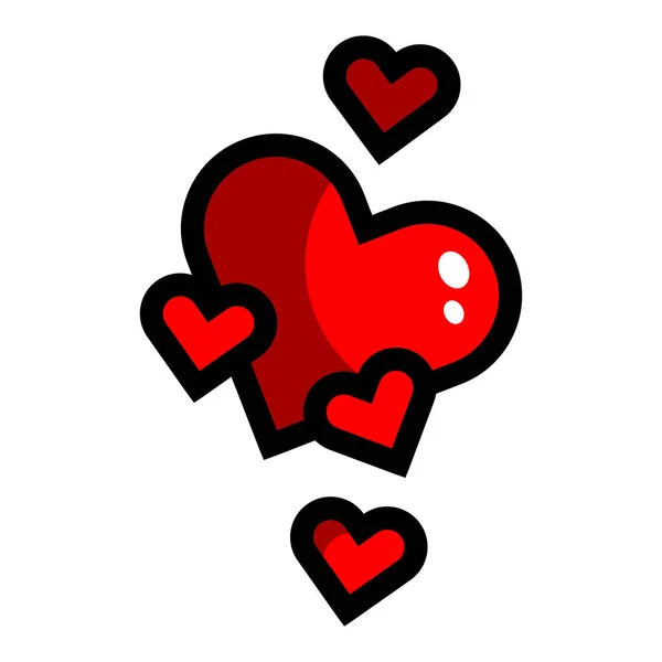 Şirin Uçan Kalpler Sevgililer Günü Için Tasarlanmış Kırmızı Kalpler Vektör — Stok Vektör