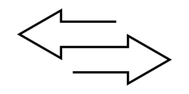 Sol sağ ok simgesi. Siyah ok simgesi ya da logosu. Oklar web tasarımı ve mobil uygulamalar için imzalanır. Beyaz arkaplanda izole edilmiş vektör.