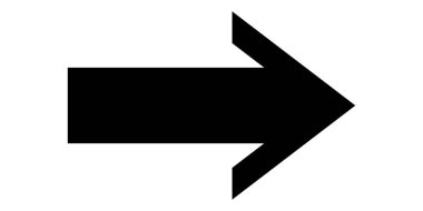 Kara ok simgesi. Web tasarımı ve mobil uygulamalar için ok işareti. Düz biçim vektöründe modern hız oku beyaz arkaplanda izole edildi.