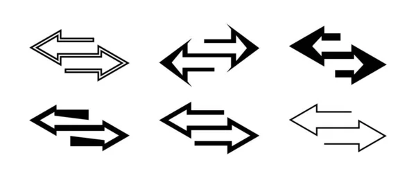 Αριστερό Δεξί Βέλος Εικονίδιο Μαύρο Εικονίδιο Βέλη Μεταφοράς Λογότυπο Βέλη — Διανυσματικό Αρχείο