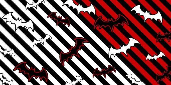 Fledermäuse Fliegen Auf Gestreiftem Gothic Hintergrund Fledermäuse Muster Für Halloween — Stockvektor
