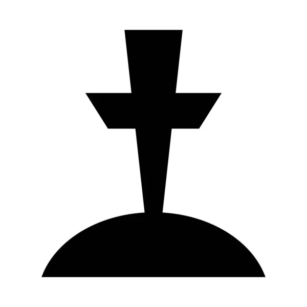 Cemetery Black Silhouette Graves Crosses Halloween Design Cemetery Icon Vector — Stock Vector