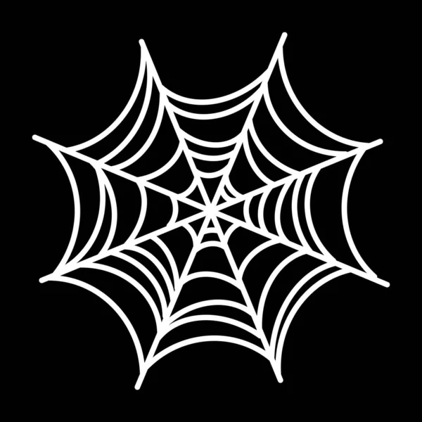 Біла Павутинка Дизайну Хеллоуїна Піктограма Spiderweb Векторні Ілюстрації Ізольовані Чорному — стоковий вектор