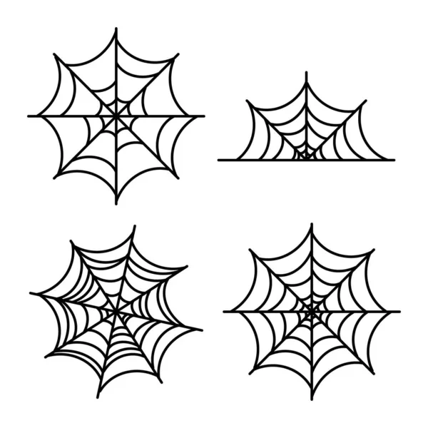 Toile Araignée Noire Pour Halloween Design Jeu Icônes Spiderweb Illustration — Image vectorielle