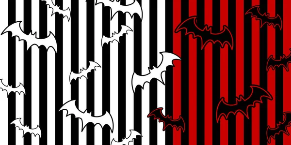 Vliegen Vleermuizen Gestreepte Goth Achtergrond Vleermuis Patroon Voor Halloween Cover — Stockvector