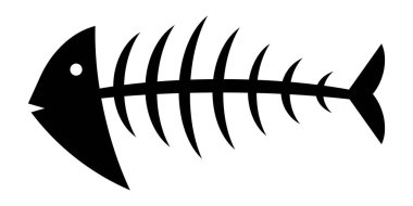 Balık iskeleti ikonu. Karikatür balık kemiği ikonu. Vektör illüstrasyonu beyaz arkaplanda izole edildi.