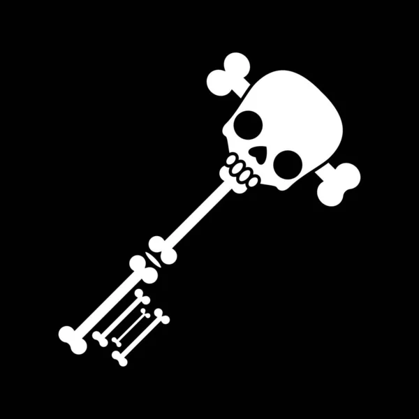 万圣节设计的骷髅和骨头钥匙 可怕的关键图标 在黑色背景上孤立的向量图 — 图库矢量图片
