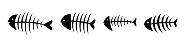 魚の骨格アイコン 漫画の魚骨のアイコン 白を基調としたベクトルイラスト — ストックベクタ