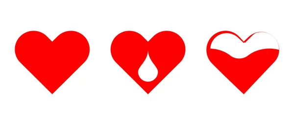 Red Heart Drop Blood Emblem Blood Transfusion Medical Icons Vector — Stock Vector