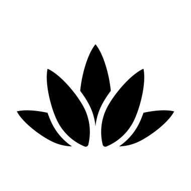 Lotus çiçeği logosu. Lotus siyah siluet simgesi. Vektör illüstrasyonu beyaz arkaplanda izole edildi.