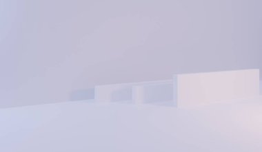 Podyumlu ürün sunumu için soyut minimalist ışık arkaplanı. Podyumlar 3B görüntüleme.
