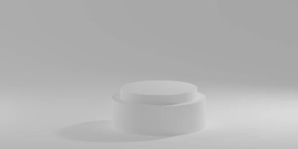 Wit Realistische Cilinder Stappen Voetstuk Podium Grijze Scène Voor Producten — Stockfoto