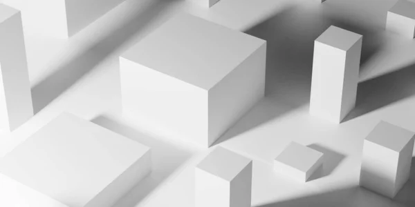 Fondo Blanco Abstracto Con Cubos Renderizado —  Fotos de Stock