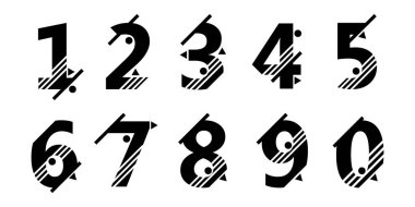 0 'dan 9' a indirimler için siyah modern sayılar. Resimler beyaz arkaplanda izole edildi. Vektör EPS10.