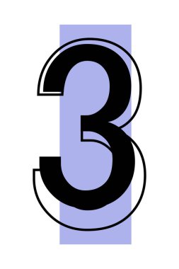 Tasarım ya da indirim için 3 numara. Vektör illüstrasyonu beyaz arkaplanda izole edildi.