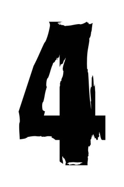 Tasarım ve indirimler için fırça darbesi tarzında 4 numara. Vektör illüstrasyonu beyaz arkaplanda izole edildi.