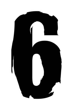 Tasarım ve indirimler için fırça darbesi tarzında 6 numara. Vektör illüstrasyonu beyaz arkaplanda izole edildi.