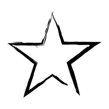 Grunge tarzında bir yıldız ikonu. Tasarım için şekil. Vektör illüstrasyonu arkaplanda izole edildi.