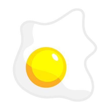 Yağda yumurta. Tavuk yumurtası çizimi. Beyaz arkaplanda izole edilmiş vektör.