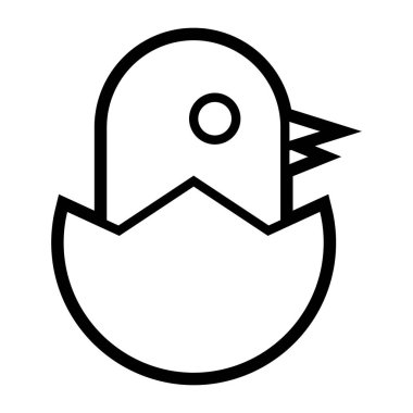 Kabuklu şirin tavuk. Beyaz arkaplanda izole edilmiş vektör satırı resimleme.