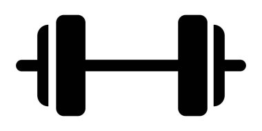 Jimnastik ikonu için Dumbbell. Halter siyah sembol. Vektör illüstrasyonu beyaz arkaplanda izole edildi.