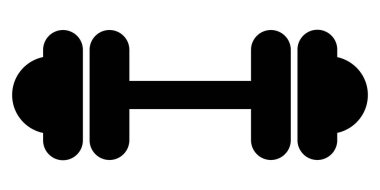Jimnastik ikonu için Dumbbell. Halter siyah sembol. Vektör illüstrasyonu beyaz arkaplanda izole edildi.