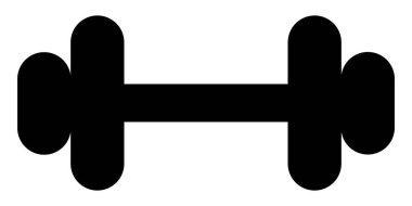 Jimnastik ikonu için Dumbbell. Halter siyah sembol. Vektör illüstrasyonu beyaz arkaplanda izole edildi.