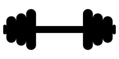 Jimnastik ikonu için Dumbbell. Halter siyah sembol. Vektör illüstrasyonu beyaz arkaplanda izole edildi.