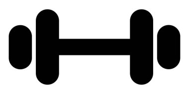 Jimnastik ikonu için Dumbbell. Halter siyah sembol. Vektör illüstrasyonu beyaz arkaplanda izole edildi.